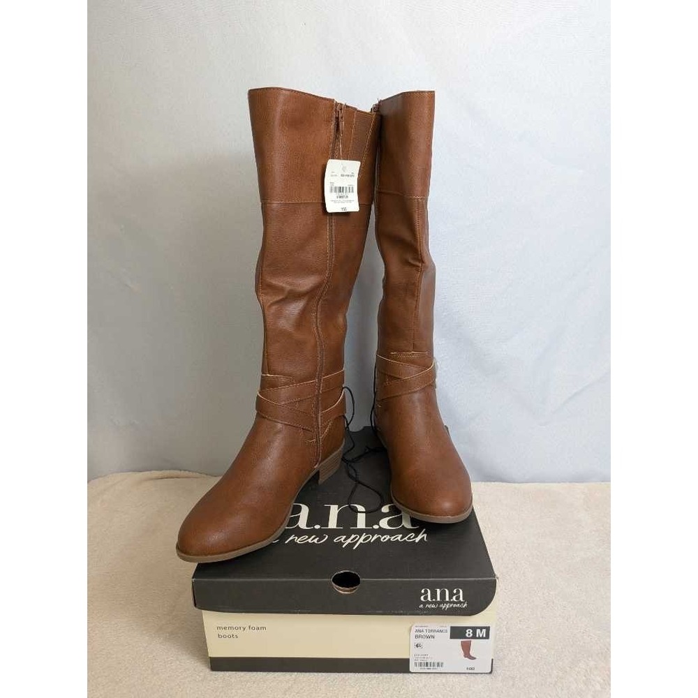 ANA TORRANCE A.N.A Women's Brown Knee High Boots Memory Foam Size 8 Medium